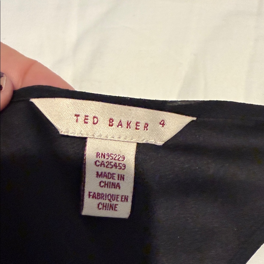 Ted Baker 100% Silk Ruffled Hem Sequined Beaded Tank Mini Dress size 4 US Medium - Picture 7 of 12